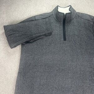 Orvis Men's XL Sherpa Lined Quarter‎ Zip Pullover Sweater Knit Fleece Black Gray